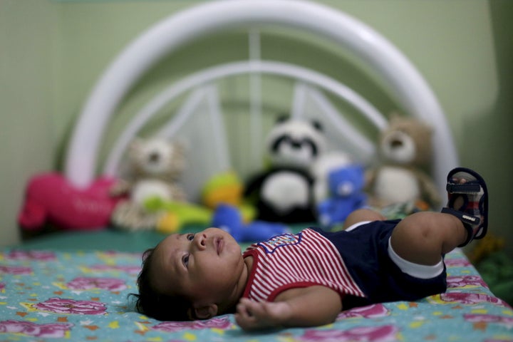 Guilherme Soares Amorim, 2 months, who was born with microcephaly, is pictured in his house in Ipojuca, Brazil, February 1, 2016.