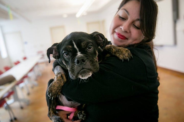 <p>Veterinary Technician Elizabeth Mancera carried Sophie around until she was strong enough to walk</p>