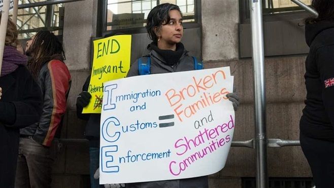 <p>Immigration reform activists call for an end to raids in New York City by U.S. Immigration and Customs Enforcement. Republican President-elect <a href="https://www.huffpost.com/news/topic/donald-trump">Donald Trump</a> has pledged to deport “millions” of immigrants with criminal records.</p>
