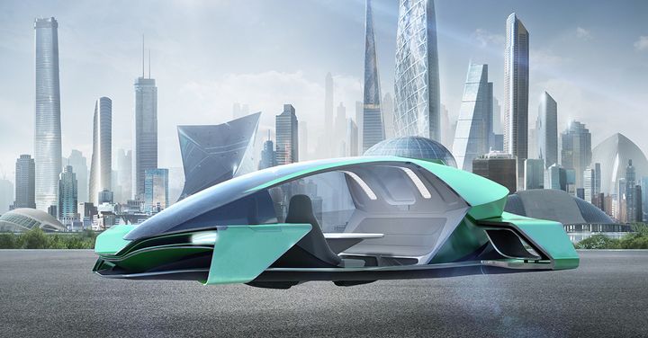 An idealized version of how Arconic envisions flying cars of the future.