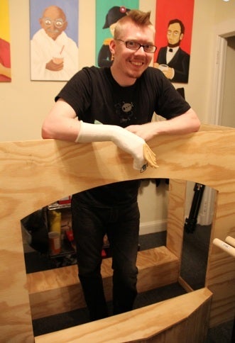 Jonathan Eaton building the stage.