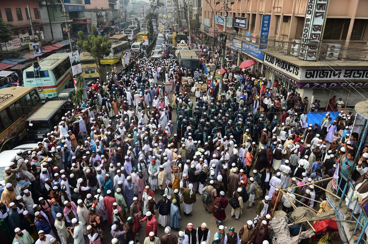 Bangladeshi activists of Islamist political party Islami Andolan Bangladesh protest the ongoing alleged state-endorsed persecution of Rohingya Muslims this month