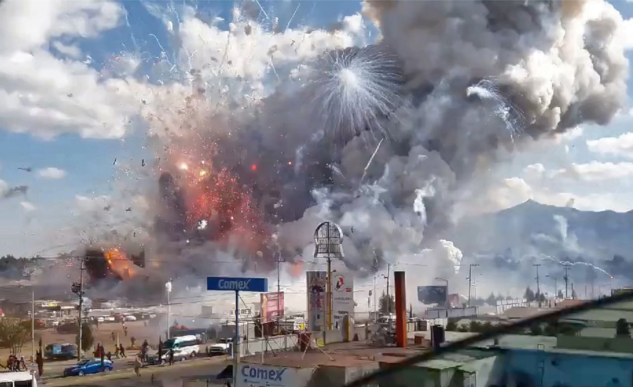 A massive explosion guts Mexico's biggest fireworks market near Mexico City on Dec. 20.