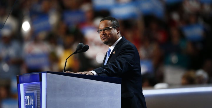 Representative Keith Ellison speaks during the Democratic National Convention in Philadelphia, Pennsylvania, U.S., on Monday, July 25, 2016.