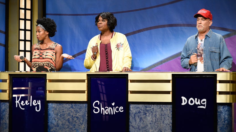 Sasheer Zamata, Leslie Jones, and Tom Hanks on <em>Saturday Night Live</em>.
