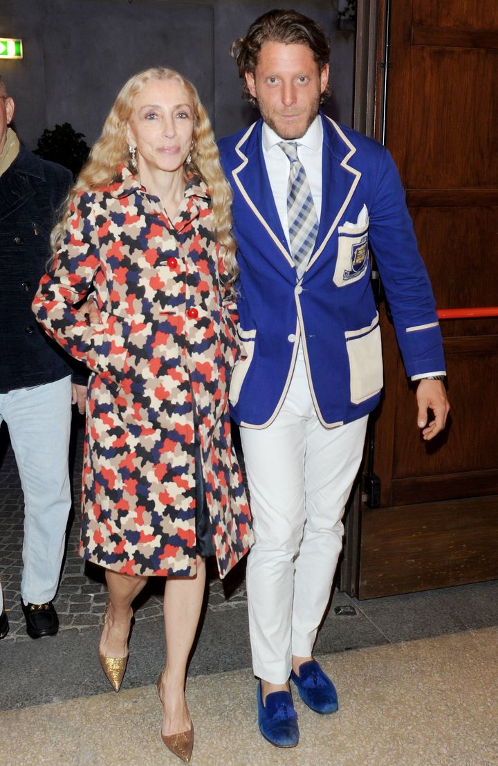 Franca Sozzani and Lapo Elkann attend Stella McCartney And Established & Sons Dinner on April 14, 2010 in Milan, Italy. 