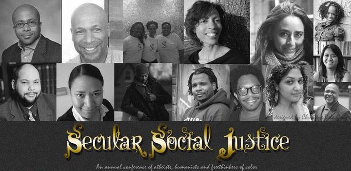 Clockwise from top: Anthony Pinn, Frank Anderson, Secular Sistahs, S. Hutchinson, Soraya Chemaly, Monica Miller, Maggie Ardiente, Donald Wright, Heina Dadabhoy, Daniel Myatt, Alix Jules, Sincere Kirabo, Debbie Goddard, Juhem Navarro-Rivera