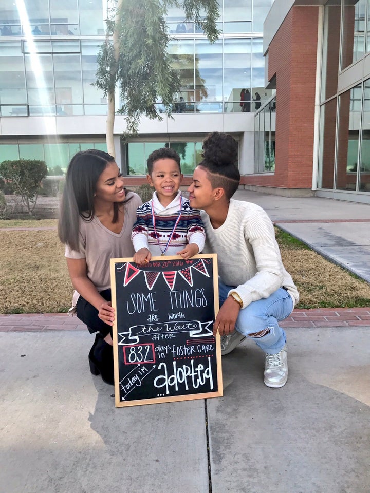 Dezhianna Brown, one of Michael's adoptive sisters, shared photos (including this one) of his adoption day on Twitter. As of Thursday, the tweet has been liked more than 126,000 times.