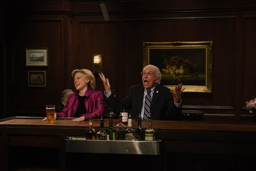 Kate McKinnon and Larry David on <em>Saturday Night Live</em>.