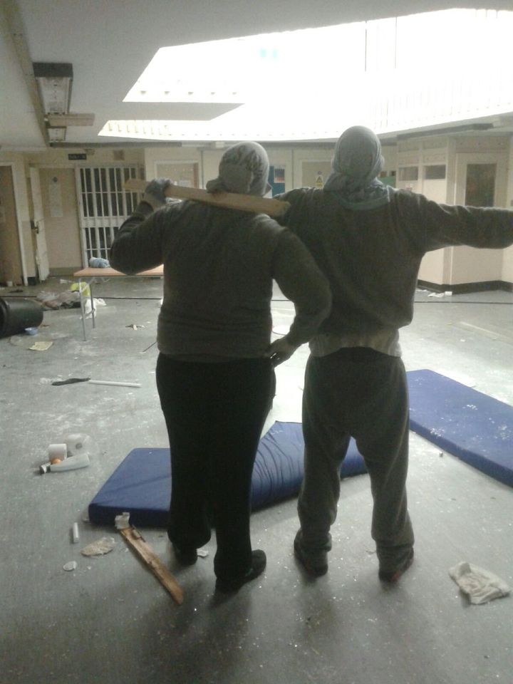Image from inside HMP Swaleside in Kent where prisioners are rioting