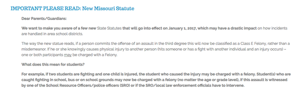 A New Missouri Law Could Give Kids Serious Criminal Records For School Fights, Schools