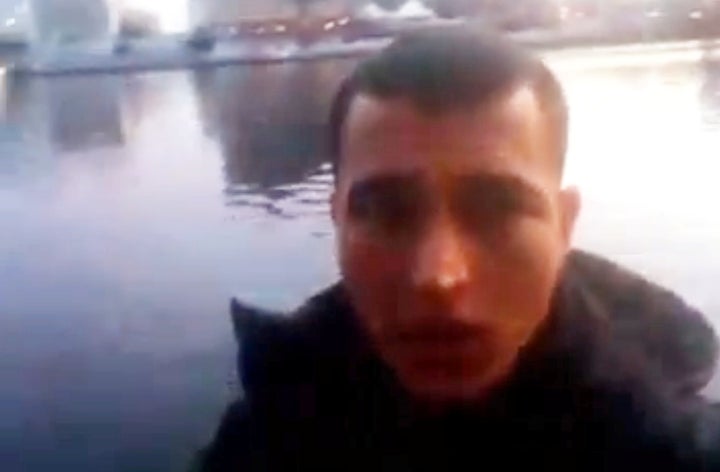 A still image taken from a video clip from a social media website purportedly shows Anis Amri, the Tunisian suspect of the Be