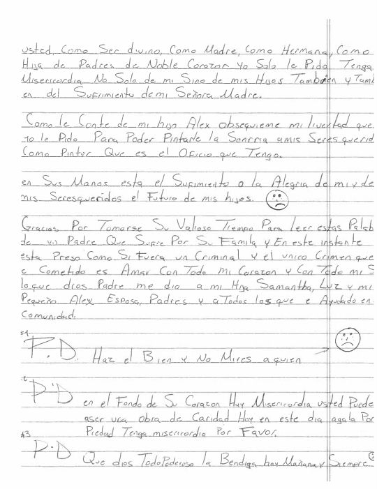The original text of Martín Esquivel’s letter to US Attorney Soo Song.
