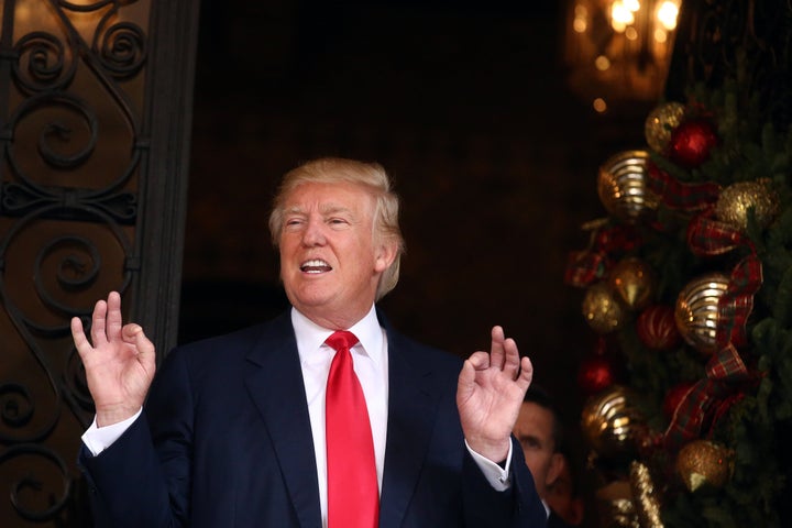 <strong>President-Elect Trump speaks to the media at his Palm Beach estate</strong>