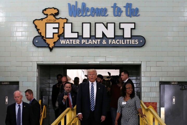 President-elect Donald Trump toured the Flint water plant in September. Advocates are skeptical about what a Trump presidency
