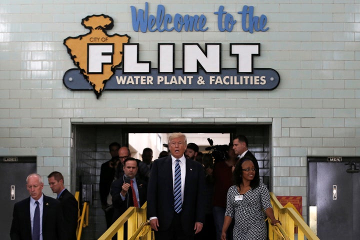 President-elect Donald Trump toured the Flint water plant in September. Advocates are skeptical about what a Trump presidency will mean for the nation's drinking water supply.