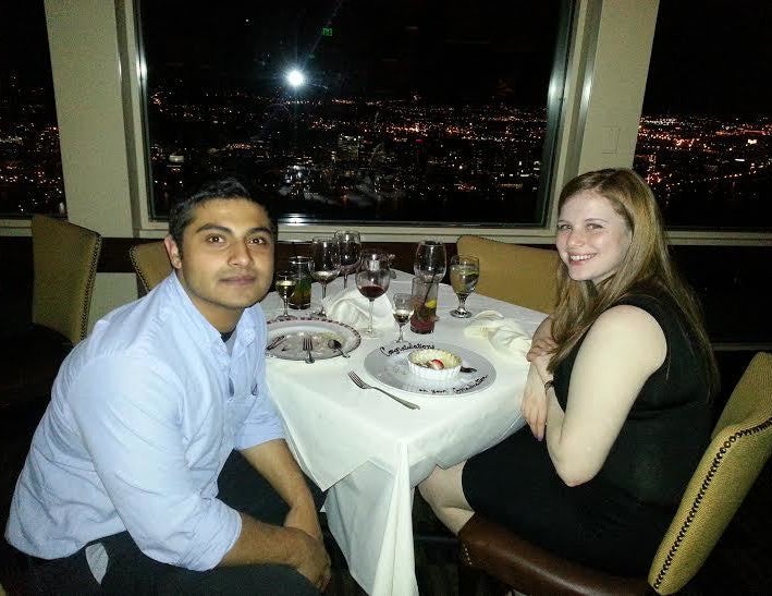 <p>Martin pictured with his wife Dana (2013) celebrating her college graduation </p>