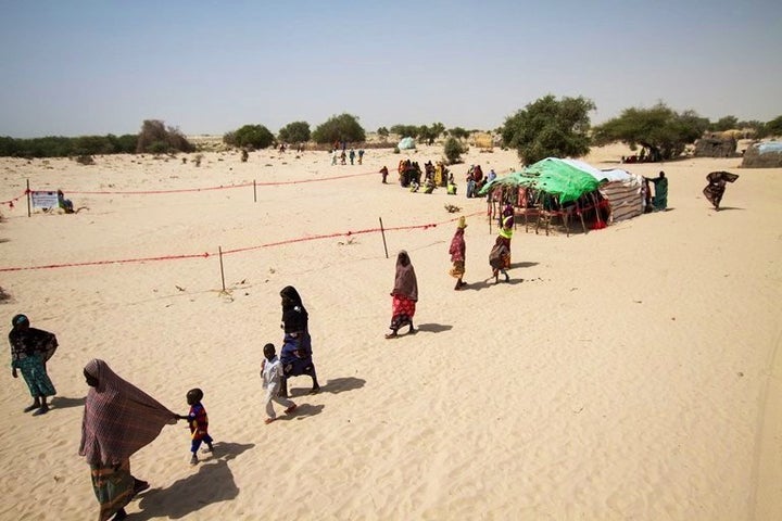 Refugees stranded in the “red zone” near Chad’s border with Niger.