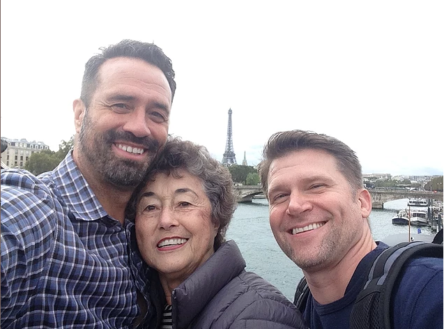 Barton Brooks, his mom Carla Brooks, and his partner Gregg Goodbrod began their journey in Paris. 