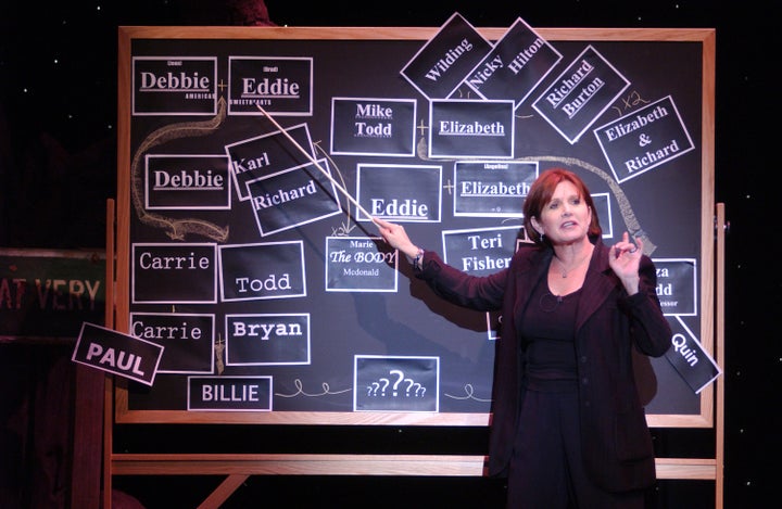 Carrie Fisher performing during a dress rehearsal of her one-woman play "Wishful Drinking" in 2006.