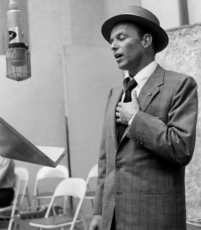 Frank Sinatra recording at Capital Studios in Hollywood in the 1950s.