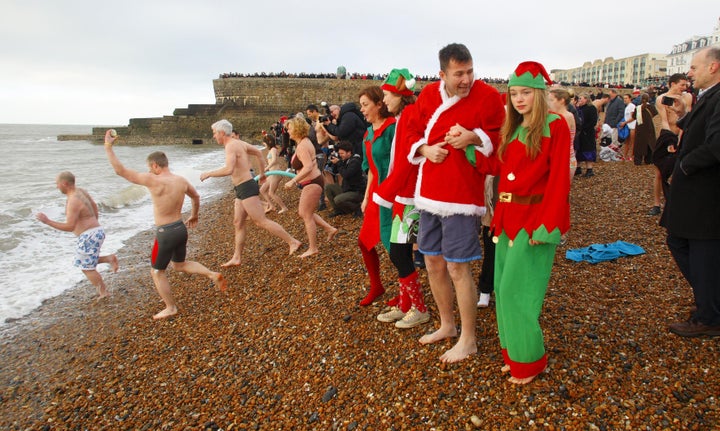 <strong>A little persuasion is often required before members of the public head into the freezing sea</strong>