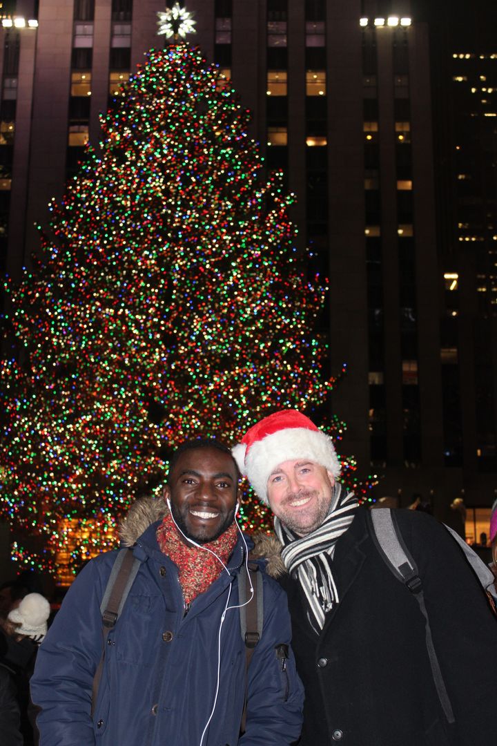 <p>Eric and David stop to enjoy the Rockefeller Christmas Tree (from Oneonta, New York home of Hartwick College in 2016). </p>