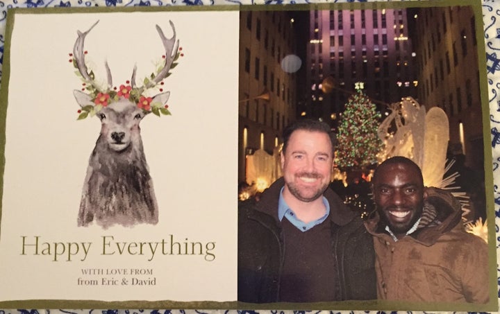 <p>Eric and David’s Christmas Card (note the double from - mom caught that typo). </p>