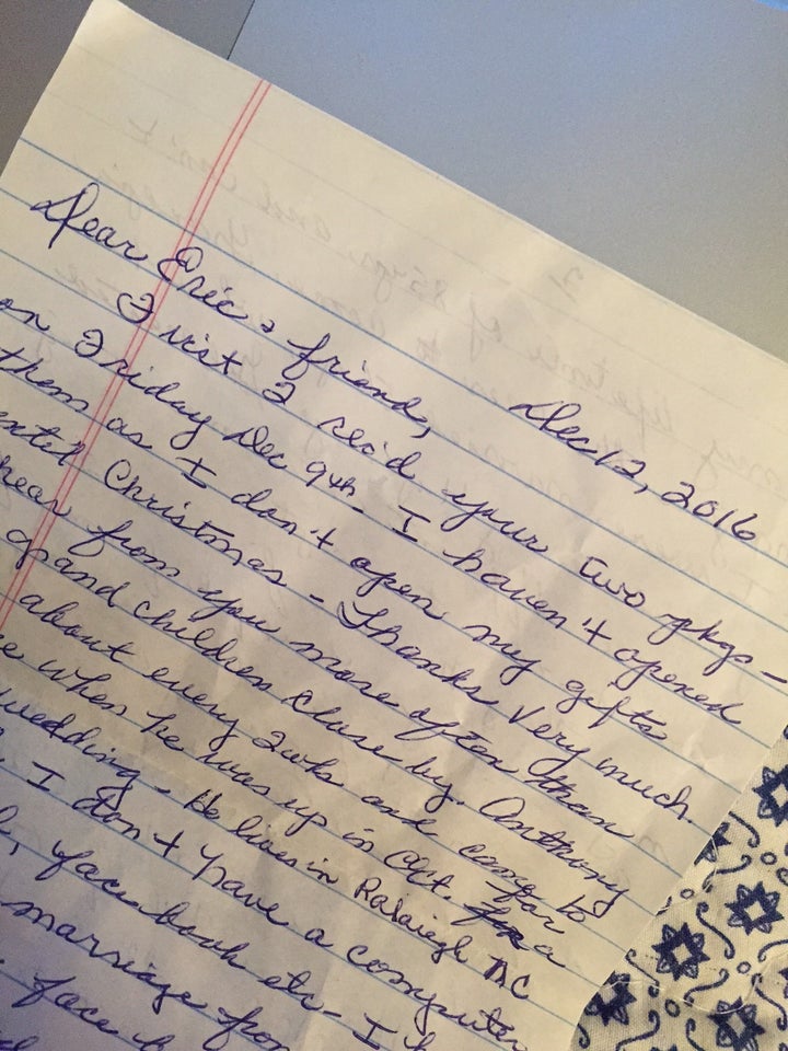 <p>A snapshot of the letter from Eric’s Grandmother. </p>