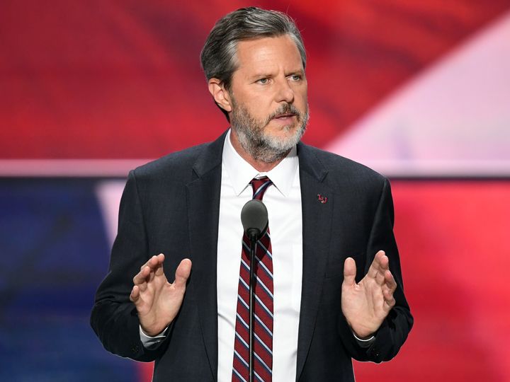 Jerry Falwell, Jr., speaks on the last day of the Republican National Convention on July 21, 2016, in Cleveland, Ohio.