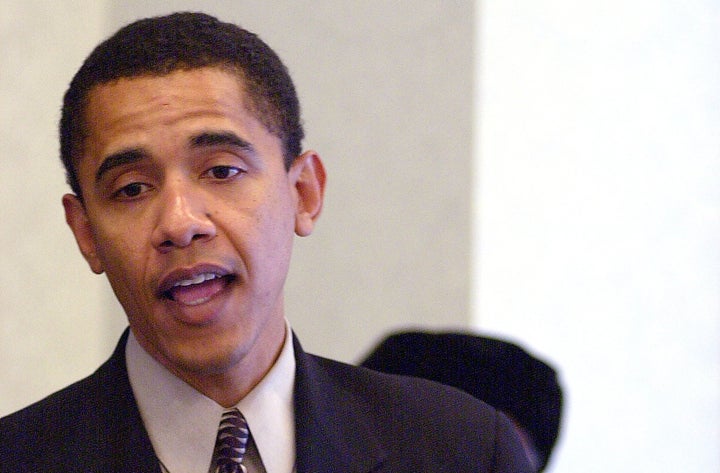 Future President Barack Obama in 2000, fresh off a congressional loss and relegated to the fringes of that year's Democratic National Convention.