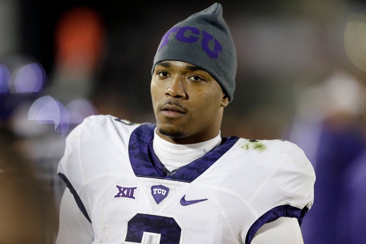 TCU quarterback Trevone Boykin stands on the sidelines during the second half of an NCAA college football game against Iowa S