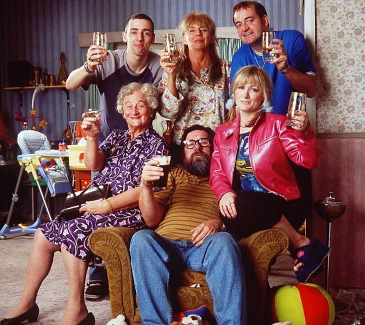 Liz with her 'Royle Family' co-stars, including show creator Caroline Aherne, who died earlier this year