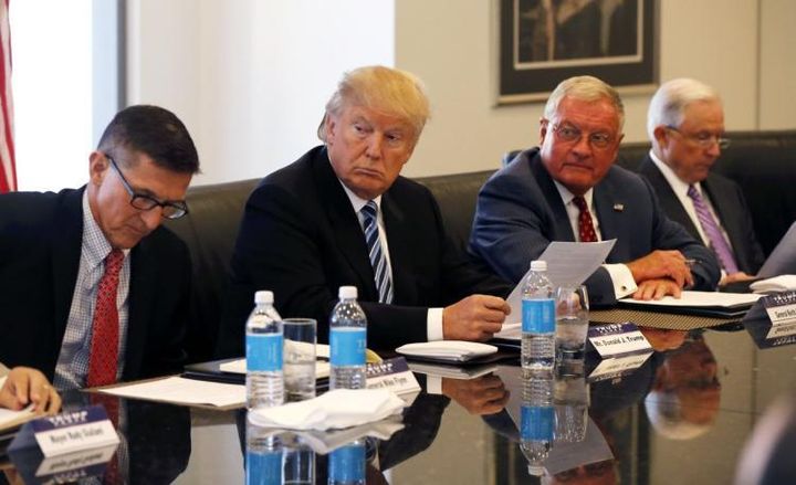 Donald Trump at one of the few intelligence briefings he’s had since the election.