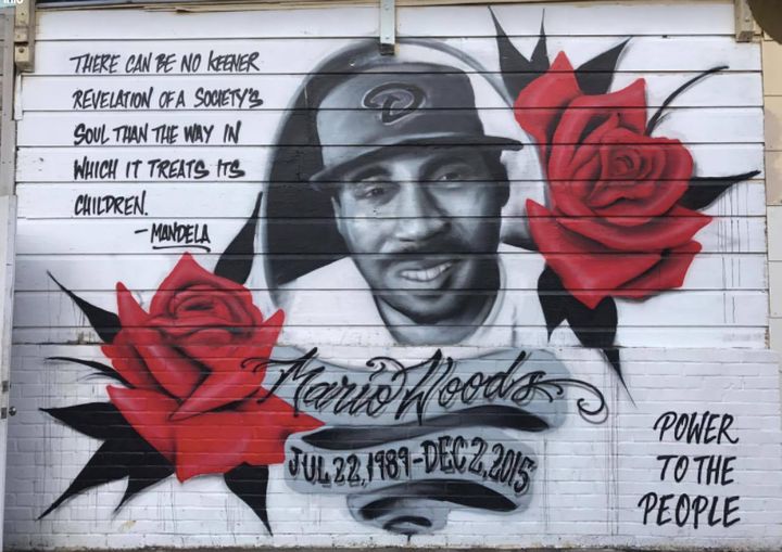 Mario Woods mural at 3rd Street and Oakdale, Bayview, San Francisco