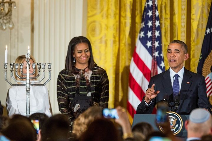 Barack and Michelle Obama celebrate Hanukkah at the White House (Dec. 14, 2016).