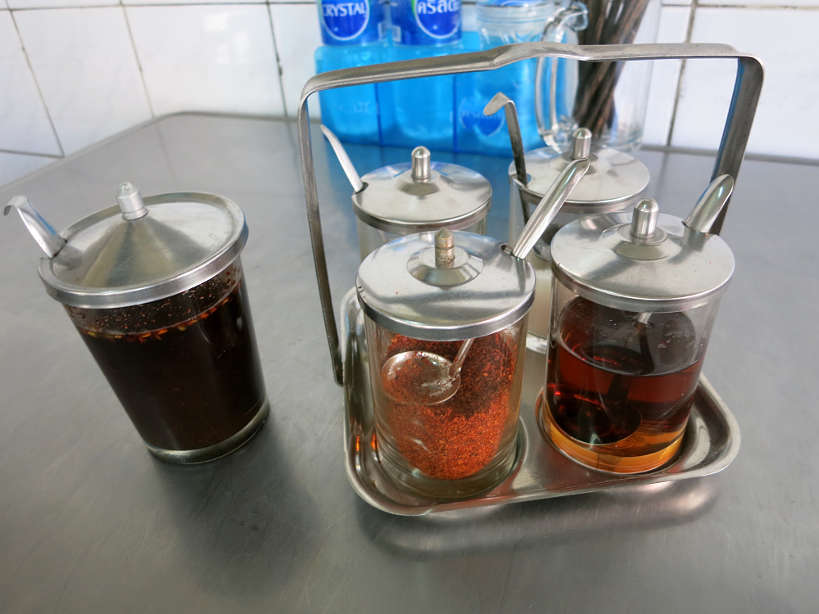 Typical spices at local Bangkok eateries