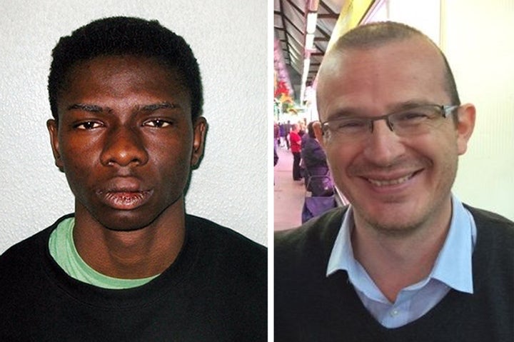 Femi Nandap, who stabbed to death renowned academic and new father Dr Jeroen Ensink (right).