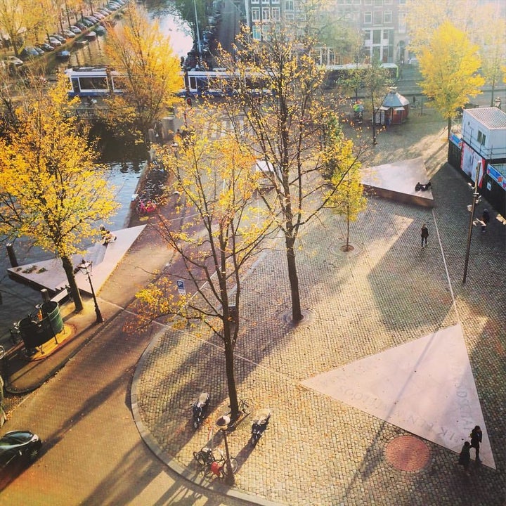 The Homomonument (Dutch for Gay Monument) is a memorial in the city of Amsterdam that commemorates all LGBT+ people that were persecuted in World War II. Unveiled in 1987, it was the first memorial in the world of its kind.