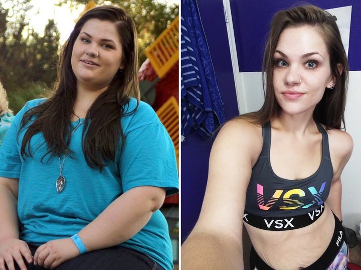 Kristina before and after losing weight.