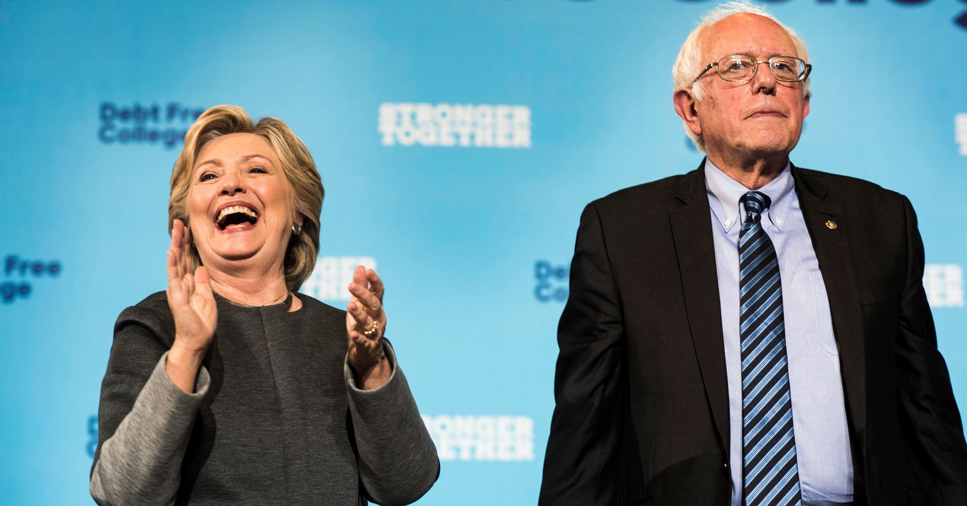 Hillary Clinton And Bernie Sanders Hold A Campaign Rally In New Hampshire Huffpost 