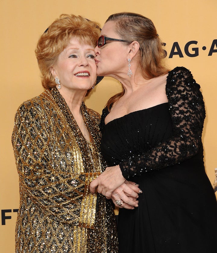 <strong>Debbie with daughter Carrie Fisher, who died on Tuesday</strong>