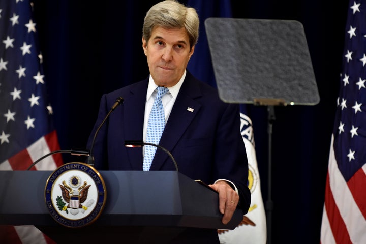 <strong>U.S. Secretary of State John Kerry delivers remarks on Middle East peace at the Department of State in Washington December 28, 2016.</strong>