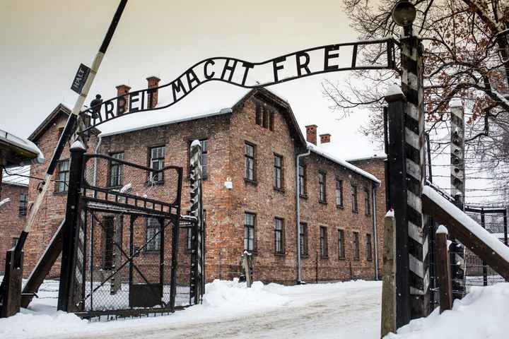 The infamous 'arbeit macht frei' sign at Auschwitz Concentration Camp.