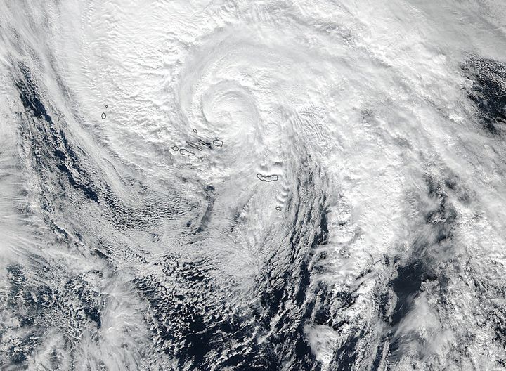 Hurricane Alex passes over the Azores on Jan. 15.