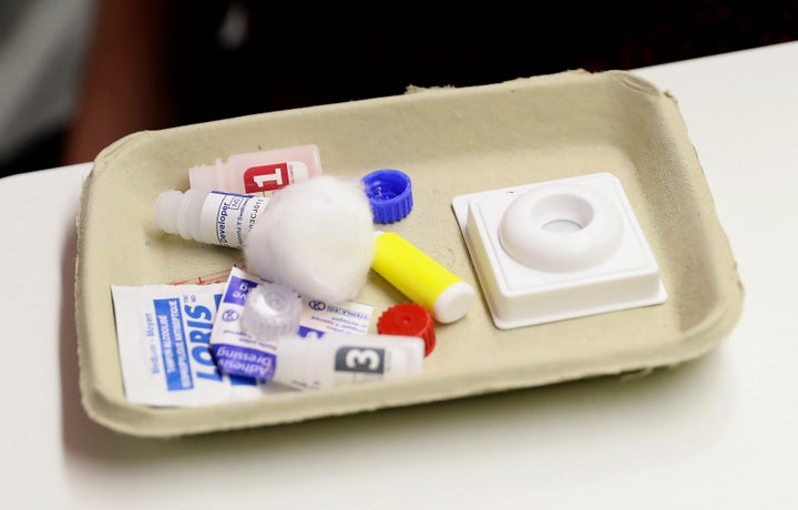 An HIV testing kit at a clinic in London.