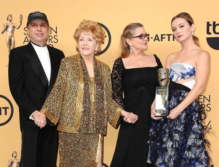 Todd with Debbie and Carrie, and Carrie's daughter, Billie Lourd 