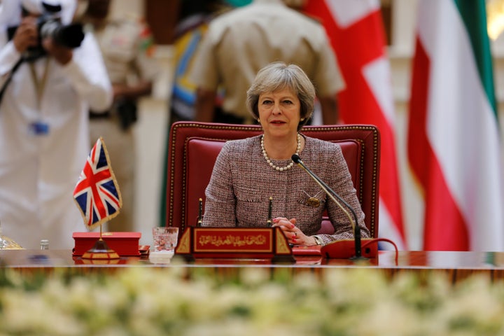 <strong>Theresa May at the first Gulf Cooporative Council's GCC British Summit earlier this month.</strong>