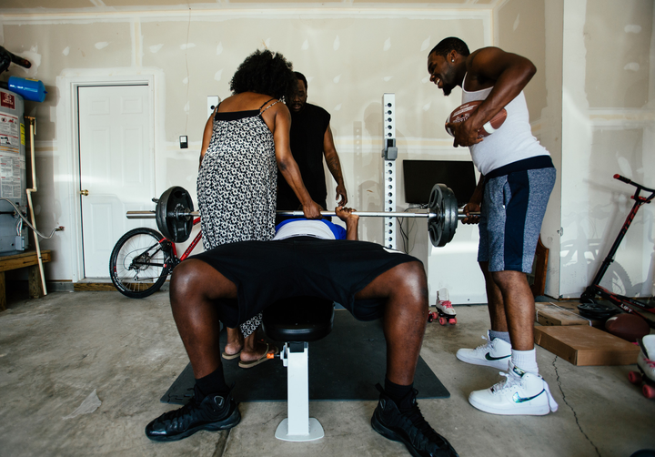 Stephanie Grice and family members spotting Scott in their garage. Scott, 17, was Tasered by police after a fight in his school.