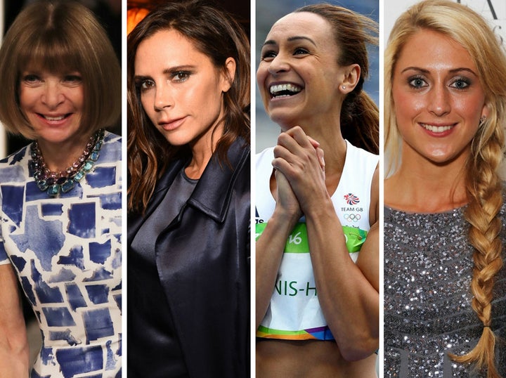 (L-R) Anna Wintour, Victoria Beckham, Jessica Ennis-Hill and Laura Kenny